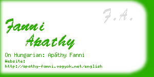 fanni apathy business card